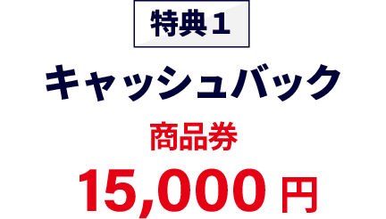 特典1キャッシュバック商品件15,000円